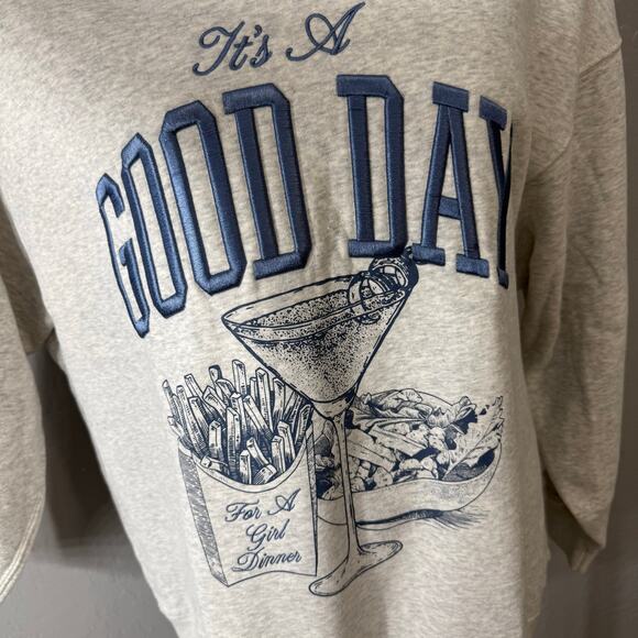 Abercrombie and Fitch Good Day Graphic Sunday Crew, Light Gray, L - Picture 2 of 5